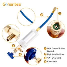 gohantee R12 AC Oil dye Injector for R134a R22 2oz A/C Air Conditioning Injection Tool Female 1/4" SAE x Male 1/4" SAE