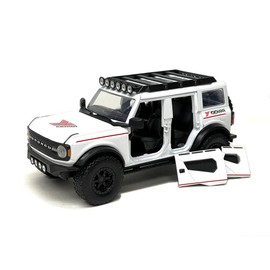Jada 34286 Bronco Blanco con Rayas Rojas y Portaequipajes Yokohama Neumáticos Just Trucks Series 1/24 Modelo fundido a presión
