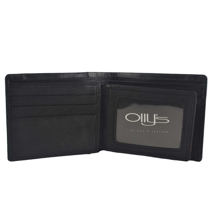 Mens Fine Grain Leather Bi-Fold Wallet by OLLY's; Jack Collection