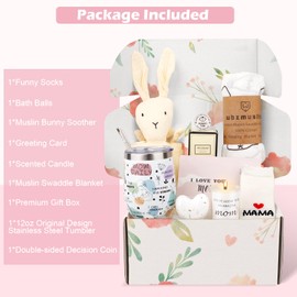 New Mom Gifts - New Mom Care Package After Baby, 9PCS Gifts for New Mom, First Time Mom Essentials Baby Shower Gifts, New Mom Gift Basket Box with Tumbler Birthday Spa Gifts for Women