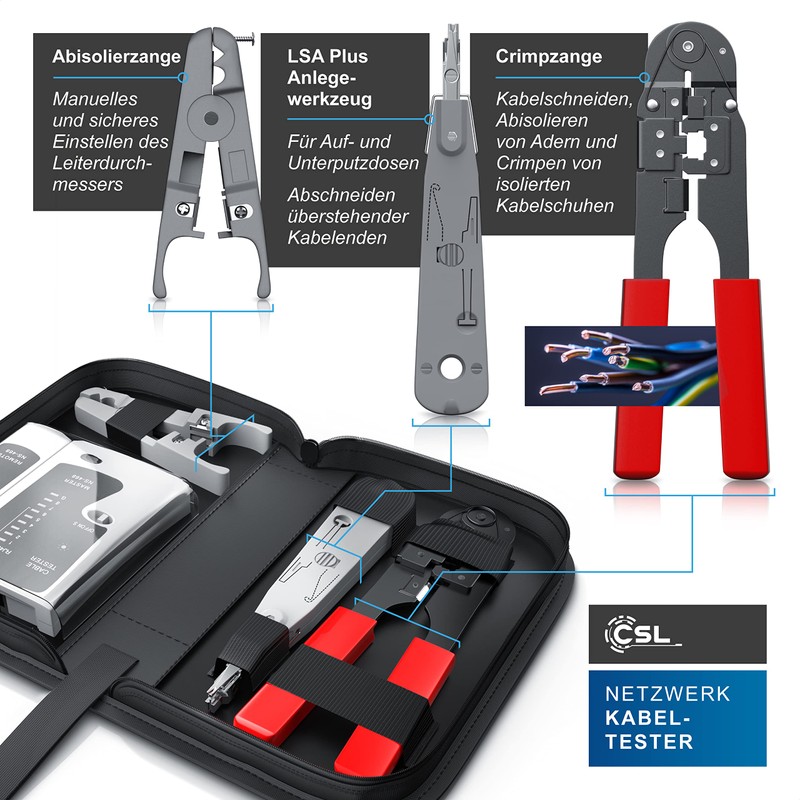 Probador de cables de red CSL para cables RJ45 /