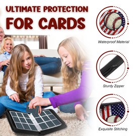 Baseball Card Binder 900 Pockets, HYMENEX Trading Card Binder 9 Pocket with 50 Removable Sleeves and Zipper for Baseball/Sports/Game Cards