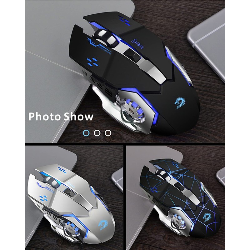 Uciefy Q85 Rechargeable Wireless Gaming Mouse, 2.4G LED Optical Silent