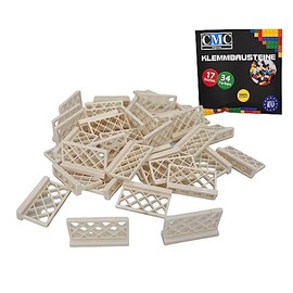 CMC imports 20 x Fence Clamping Blocks, Various Colours to Choose From, Building Blocks, 1 x 4 x 2 Nubs, Fence Panels, Compatible Individual Parts (713 - White)