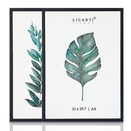 Ligarti® Picture Frame (Made in EU) I Frame Made of Real Wood I Wooden Picture Frame I Picture Frame (A4, 2 x Black)