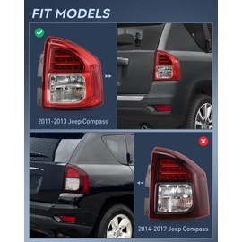 Nilight Taillight Assembly Compatible with 2011 2012 2013 Jeep Compass Tail Light OE Style Rear Lamp Replacement Passenger Side w/Bulbs
