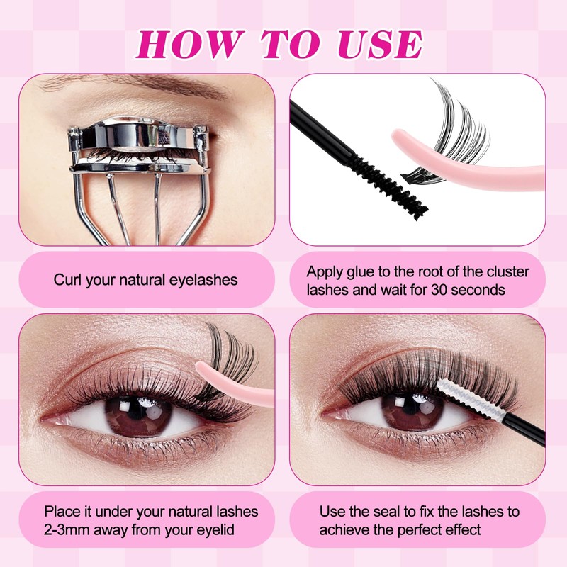 FADLASH Lash Clusters Kit 640PCS Natural Eyelash Clusters Individual D