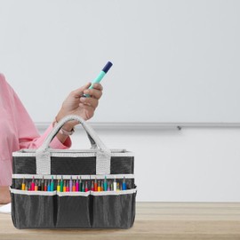 Fenteer Craft and Art Tote Art Sewing Organizer Bag with Pockets and Handles Organization Storage Containers for Sewing Artist, Black Gray