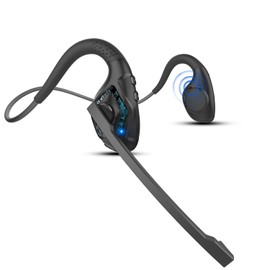 iDIGMALL Bluetooth 5.3 Headset w/Microphone Boom for Computer Phones PC, Open Ear Headphones w/Noise Canceling Mic & Mute, Wireless Stereo Headset Lightweight & Comfort for Home Office Working-10 Hrs