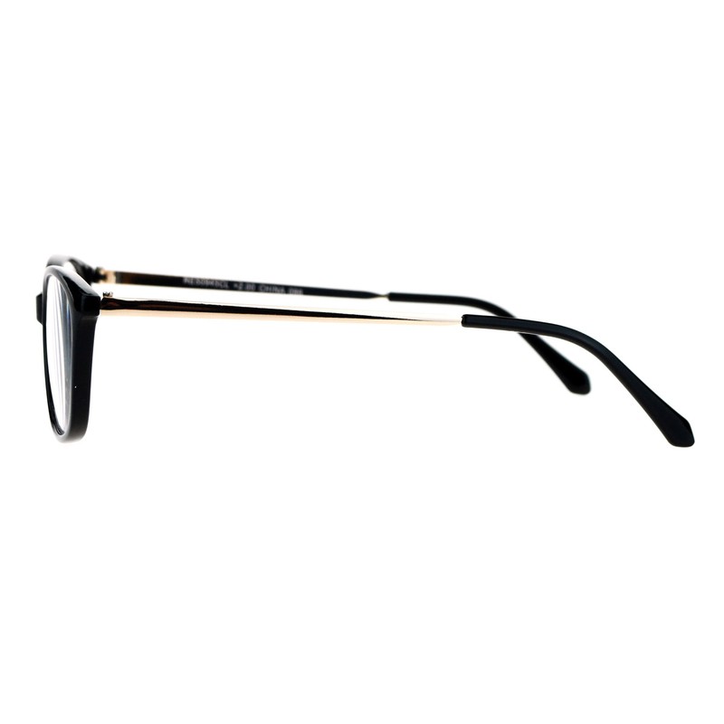 Womens Classic Mod Minimal Oval Rectangular Reading Glasses Black Gold