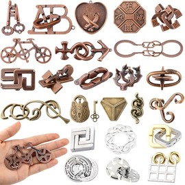 36 Pcs Metal Brain Teaser Puzzles Set,3D Metal Puzzles for Adults,IQ Logic Test Disentanglement Game,Mind Challenge Interlocking Games for Mind Challe