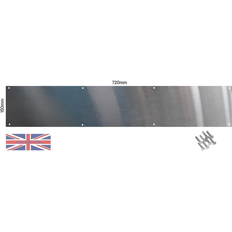 Kick Plates Aluminium British Made (Single with Screw Set)