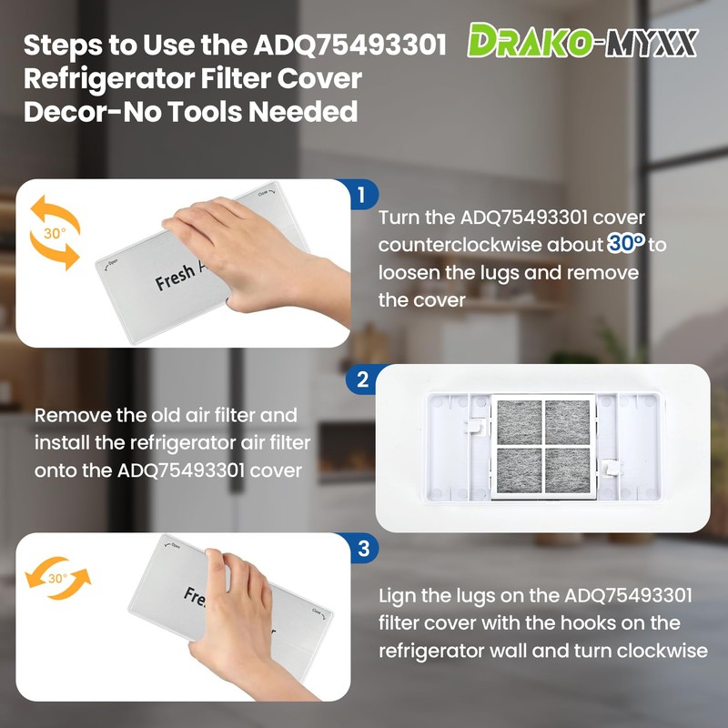 ADQ75493301 2026 New Upgraded Refrigerator Air Filter Cover Replacement, Fresh