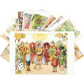 Vintage PostCards 24 pcs Family Life and Garden People Vintage Kids Book Illustration Art