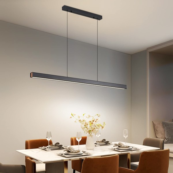 Linear Pendant Light with Remote Control Dimmable 3000k-6000k, 47 Inch Modern LED Pendant Light for Office Restaurant Kitchen Island