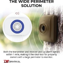 Dakota Alert Long Range Driveway Alarm Motion Detector - DCMA-4k Plus One Mile Wireless Range Alarm System - DCMT-4000 Transmitter & RE-4k Plus Receiver-Use Outdoors, Driveways, Entrances & Backyards