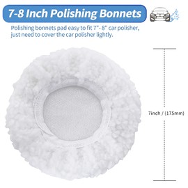 OTUAYAUTO 8PCS 7 Inch to 8 Inch Polishing Bonnets - Woolen Car Buffing Bonnet, Orbital Buffer Bonnet for Most Automotive Polishers
