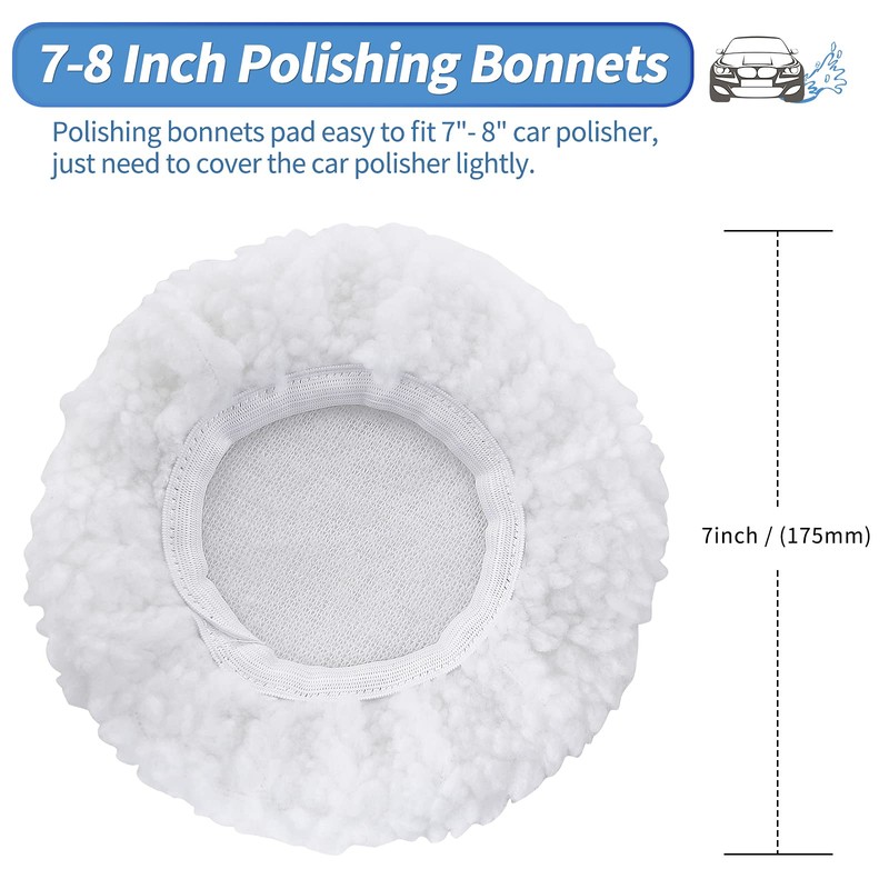 OTUAYAUTO 8PCS 7 Inch to 8 Inch Polishing Bonnets -