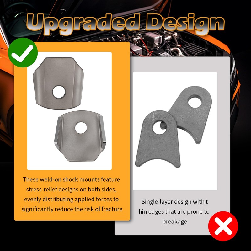 4PCS Weld on Tabs Kit,3/8" Hole Metal Weld Tabs