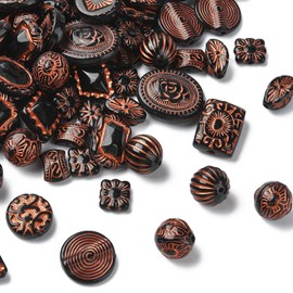 LiQunSweet - 430 abalorio acrílicas sueltas con temática negra clásico, formas mixtas, flores, redondas, planas, ovaladas, rectangulares, rombos, para bricolaje, joyas, collares, manualidades, bolsas,