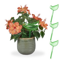 Relaxdays Watering Globes Set of 4 Automatic Water Dispensing Bird Shape 200 ml Each Green