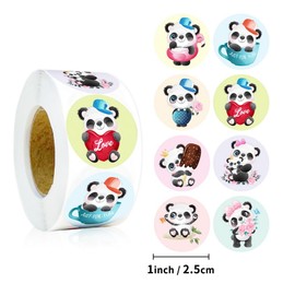 500Pcs Cute Animal Panda Label Stickers Roll for Envelope Student Work Stationery Seal Lable Gift Kawaii Stickers for Kids Teens Boys for Scrapbooking Envelopes Water Bottles