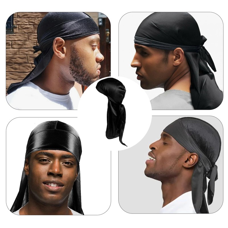 HEIZHU Silk Durag Mens for 360 Waves Dreadlocks, Silky Satin