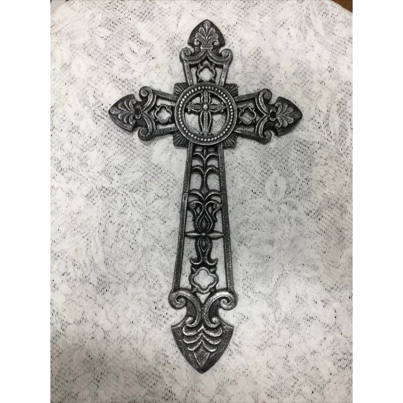 Cast Iron Black With Silver Highlights, Large Cross (0383)