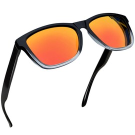 Joopin Klassische Sonnenbrille Herren Rechteckige Spiegel und Polarisierte Sonnenbrille Damen Orange Rot UV400 Ultraleichtes Vintage Sonnenbrille (Schwarz Orange)