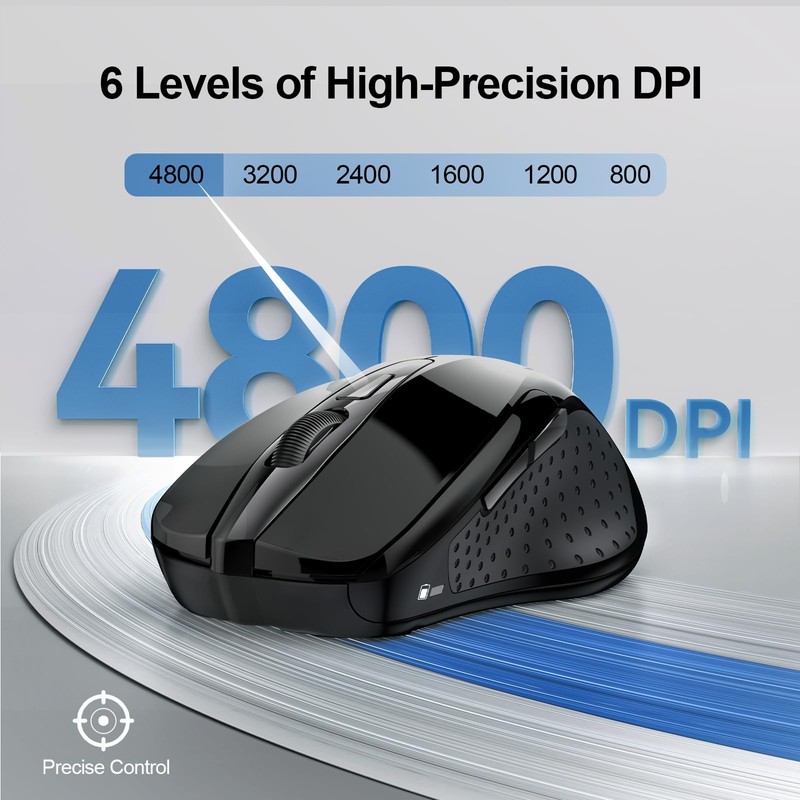 TECKNET Wireless Mouse (2.4G & BT5.0/3.0) Silent 4800 DPI Computer