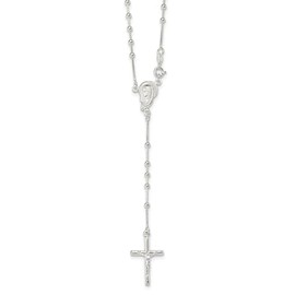 IceCarats 925 Sterling Silver Bead Rosary Necklace 18 inch Chain