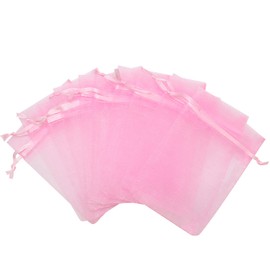 Staruby 100Pcs Sheer Organza Bags 3x4 Inches Drawstring Jewelry Mesh Pouches Gift Bags for Wedding Party Christmas Gifts Festival Gift Candy Bags, Pink