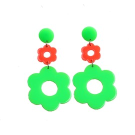 Green Flower Earrings for Women Retro Neno Earrings Daisy Drop Earrings 60s 70s Earrings Flower Dangle Earrings for Teen Girls
