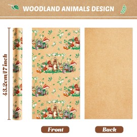 WERNNSAI Baby Shower Kraft Wrapping Paper - 1 Roll 17” x 33 ft Baby Brown Gift Wrapping Paper Baby Girl Baby Boy Wrapping Paper for Kids Birthday Party Forest Jungle Woodland Animal Design