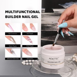 Aokitec Aufbaugel – Hartgel für Nägel Große Kapazität, Aufbaugel Für Gelnägel, Nagelfestigungsgel für Nagelverlängerung Nail Art Maniküre U V Builder Nagelgel für Nagelstudio A003