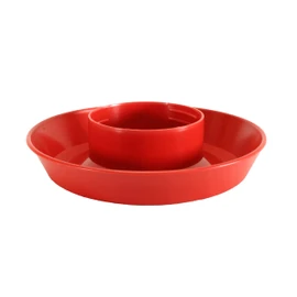 Little Giant® Screw-On Poultry Waterer Base | Heavy Duty Plastic Water Tray Base for Container | Chicken Waterer Screw on Base (Red, 1 Count)