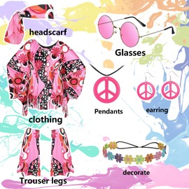 YongSral Hippie Costume Women's Hippie Clothing Women's Fancy Dress Costumes Women's Hippie Costume Hippie Woman Carnival Costume Women's Hippie Hippi Costumes Women, Suitable for Carnival Party