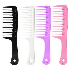 Fgail 4PCS Wide Tooth Comb for Curls, Large Tooth Detangling Comb for Women & Men Wet & Dry Curly Hair(Purple+Pink+Black+White)