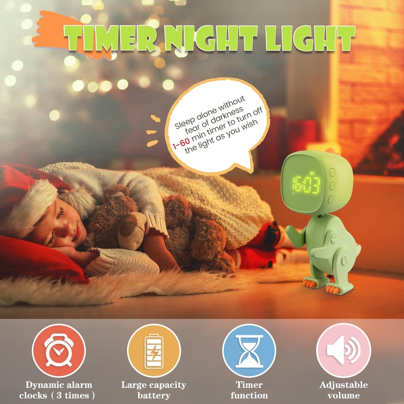 Children's Alarm Clock with 3 Alarm Indicators - Digital Alarm