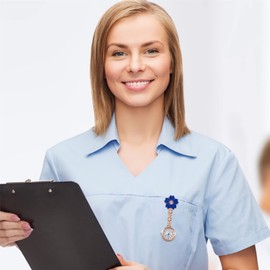 Lancardo Nurse Watch Clip On Secondhand Stethoscope Lapel Fob Pocket Watches for Nurse Doctor Flower Pattern Easy to Read for Women