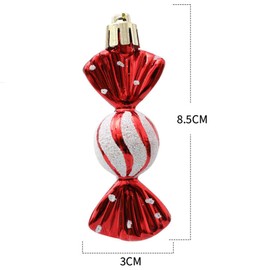 Christmas Tree Candy Ornaments Decorations Xmas Hanging Baubles Shiny Glitter Sweet Shaped 8.5CM 6PCS (Red)