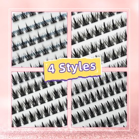 Miz Barn 312PCS Cluster Diy Lash Extensions Individual Lashes Ultra-Large Capacity Wispy Manga Lashes Individual Cluster Lashes Kit for Self Application (4 Styles Mixed)