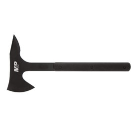 Smith & Wesson M&P Extraction & Evasion 16in S.S. Full Tang Tactical Axe with a Spearpoint Spine, Rubberized Handle and Sheath for Outdoor, Survival and EDC