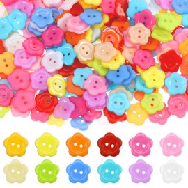 Larrel Pack of 300 Flower Buttons, Colourful Buttons, 13.5 mm Buttons for Sewing with 2 Holes, Mini Buttons, Cute Children's Buttons, Flower Shape, Decorative Buttons, Craft Buttons for Sewing