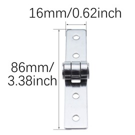 RLECS 2PCS Furniture Door and Window Hinge 304 Stainless Steel Flush Hinge Silver Folding Butt Hinge Length 86MM/3.38Inch Suitable for Folding Door and Window Cabinet Storage and DIY Wooden Box