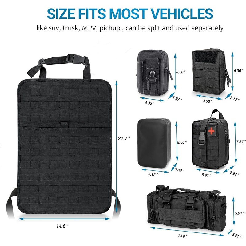 Z8 Tactical Seat Back Organizer, Universal Car Seat Back Cover
