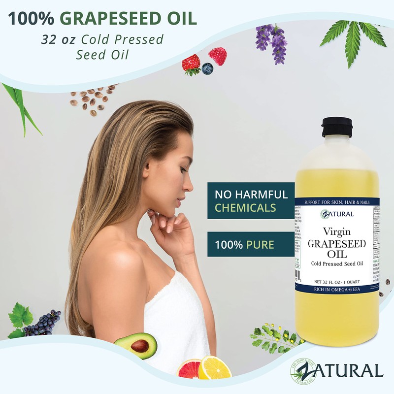 GrapeSeed Oil-Cold Pressed, Virgin, Undiluted, 100% Pure Grape Seed Oil,