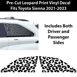 BOGAR TECH DESIGNS Precut Quarter Window Animal Leopard Print Vinyl Decal Stickers Compatible with Toyota Sienna 2021-2023, Matte Black