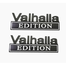 2pcs Valhalla Edition Metal Car Truck Bumper Emblem 3D Badge Sticker Decal (Black White)
