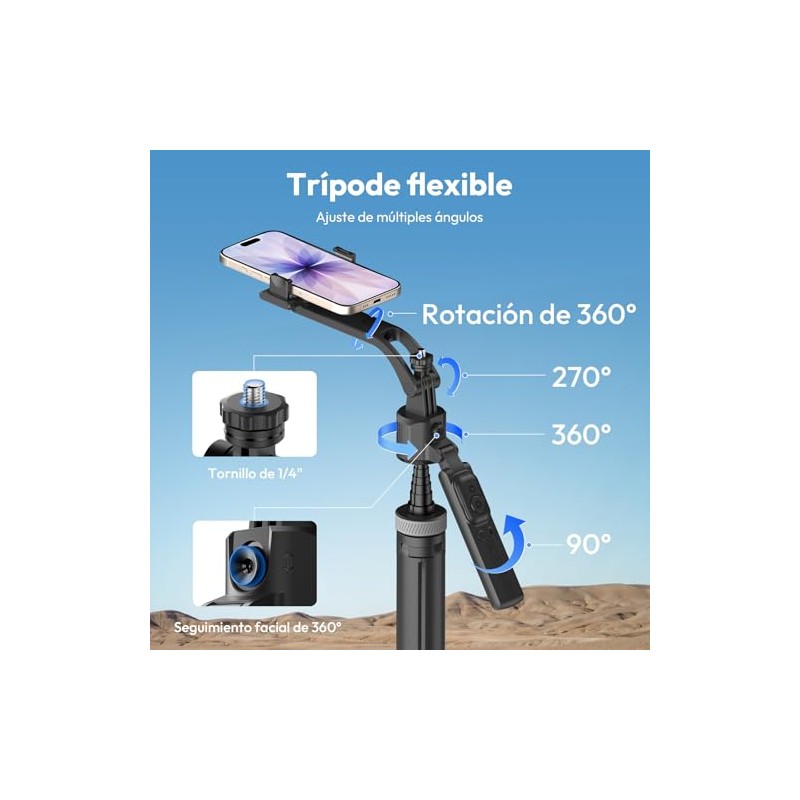 ULANZI TT23 Trípode de 64" con Seguimiento Facial automático,Palo Selfie